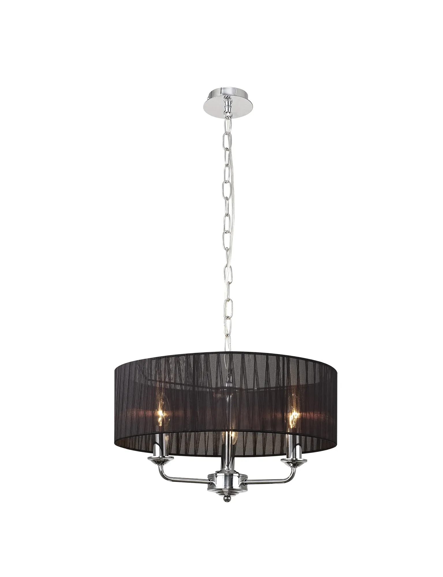 Banyan 45cm 3 Light Pendant Polished Chrome; Black